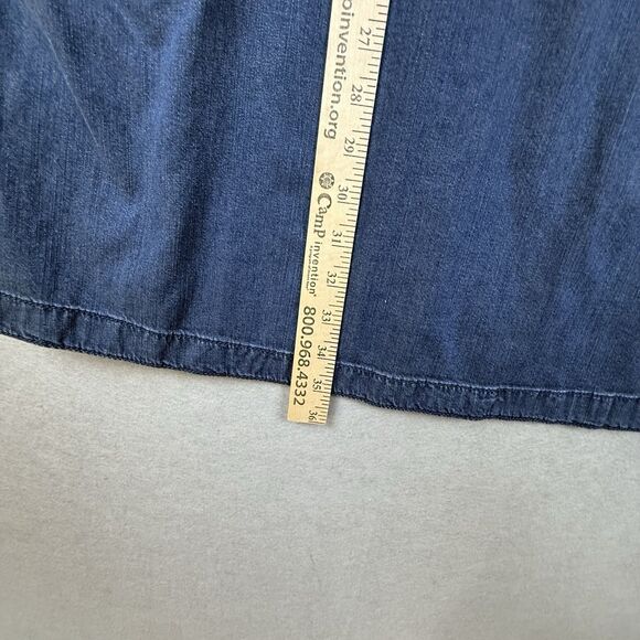 J. Jill Denim Sz S Petite Denim Roll Tab Sleeve Button Up Shirt Dress Pockets - Picture 3 of 4